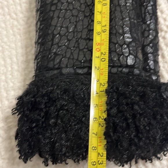 Luxury Chic Croc Print Faux Leather Moto Jacket Sherpa Trimmed/Lined XS Black - Picture 10 of 10